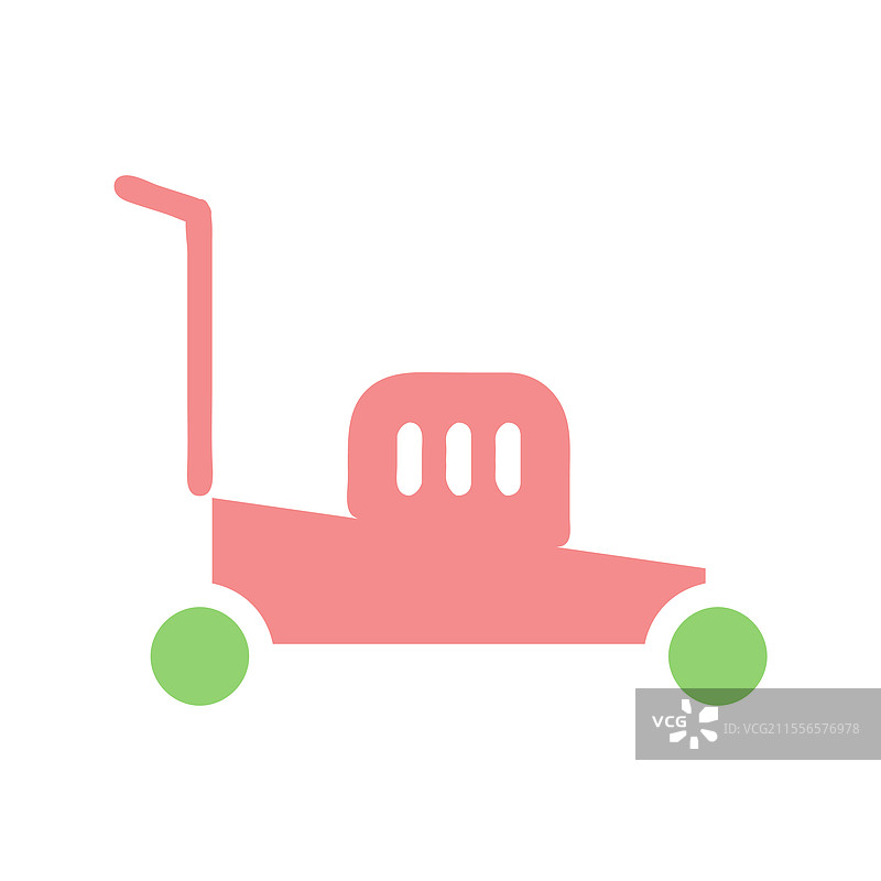 极简风格的割草机图标，粉色和绿色调图片素材