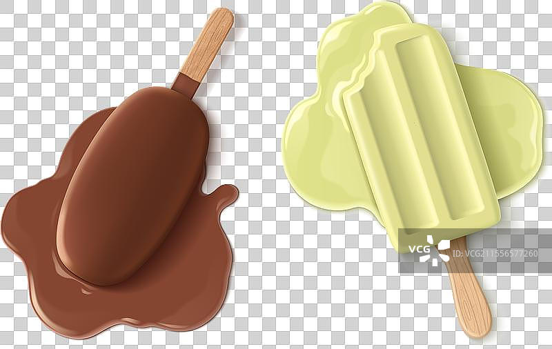 融化的冰淇淋组合，孤立在白色背景上图片素材