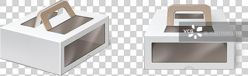 带把手和窗户的白色包装盒模型图片素材