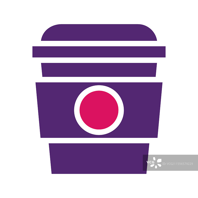 紫色咖啡杯上带有粉色圆形标志设计图片素材