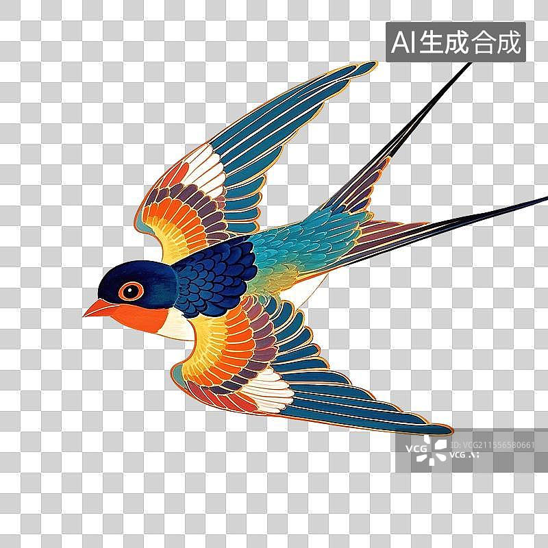 【AI数字艺术】可爱的燕子春分节气国潮插画图片素材