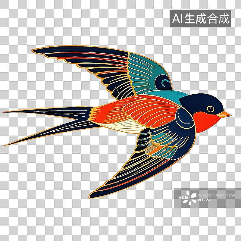 【AI数字艺术】可爱的燕子春分节气国潮插画图片素材