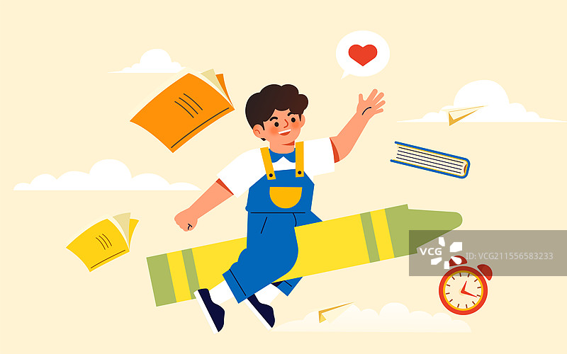 快乐的男孩学习中图片素材