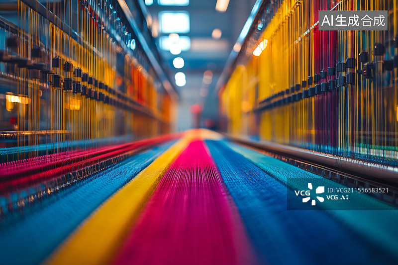 【AI数字艺术】一座织布厂，展示了纺织行业中使用的先进机器，突出了布料生产过程以及现代制造业创新的重要性。图片素材