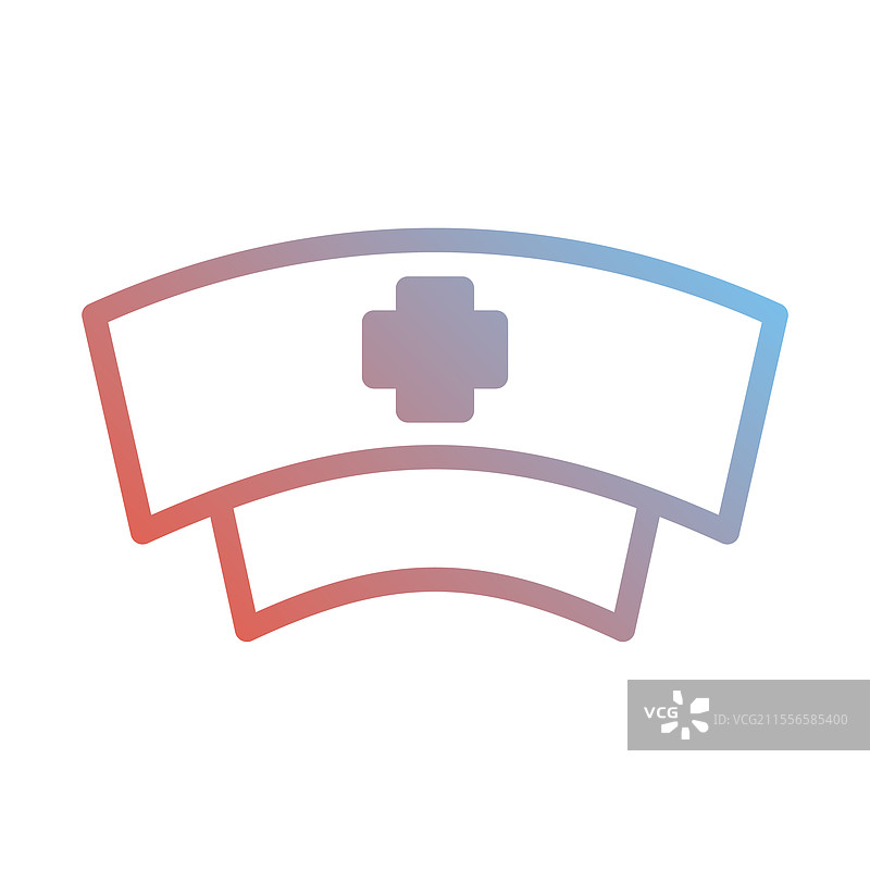 护士帽渐变图标，独立于白色背景图片素材