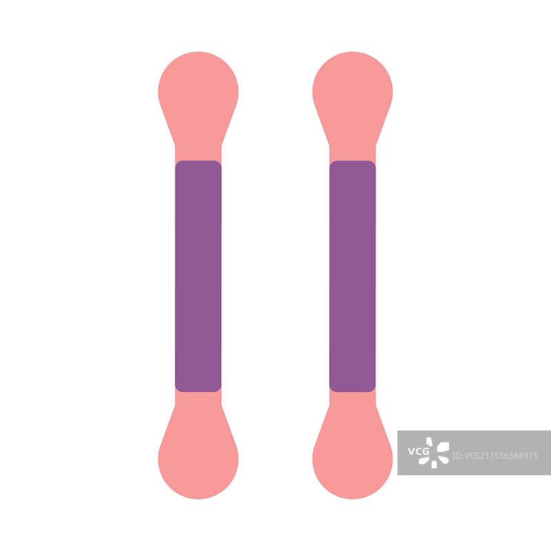 两根粉色和紫色的棉签放在白色背景上图片素材