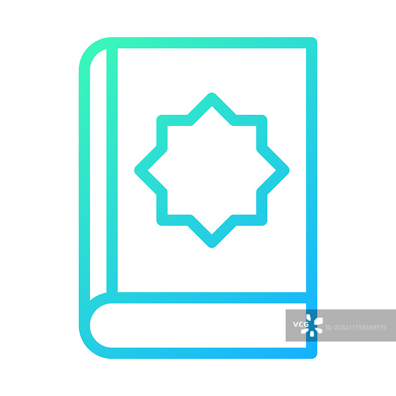 渐变轮廓的圣书图标，带有星星设计图片素材