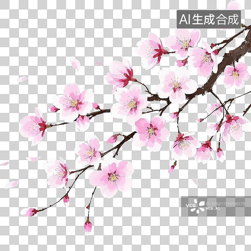 【AI数字艺术】粉色桃花免抠元素图片素材