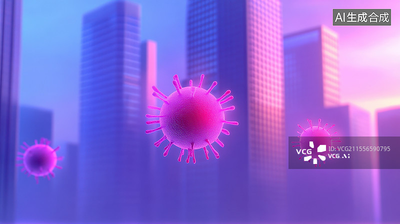 【AI数字艺术】3D渲染流行感冒卡通城市背景图片素材