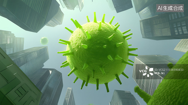 【AI数字艺术】3D渲染流行感冒卡通城市背景图片素材