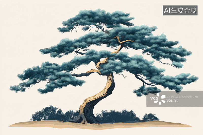 【AI数字艺术】景观盆栽-一颗坚韧不拔的雪松图片素材