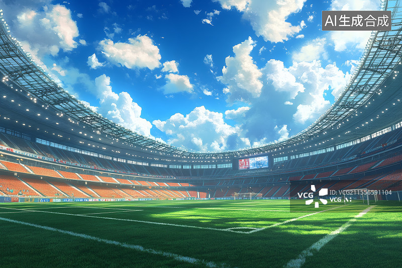 【AI数字艺术】现代化的足球场，体育场馆图片素材