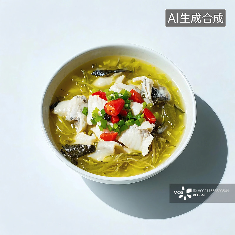 【AI数字艺术】色泽诱人酸辣酸菜鱼图片素材