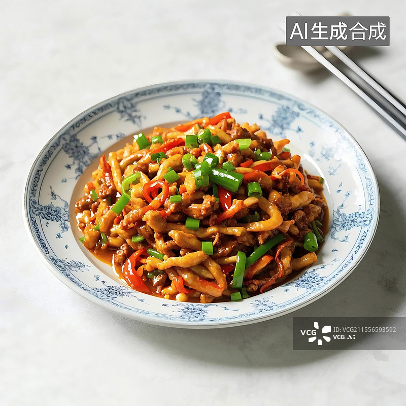 【AI数字艺术】色彩鲜艳鱼香肉丝菜肴图片素材