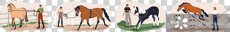 马匹训练，马术操作者教学图片素材