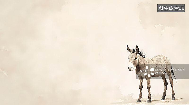 【AI数字艺术】水墨画毛驴右下图片素材