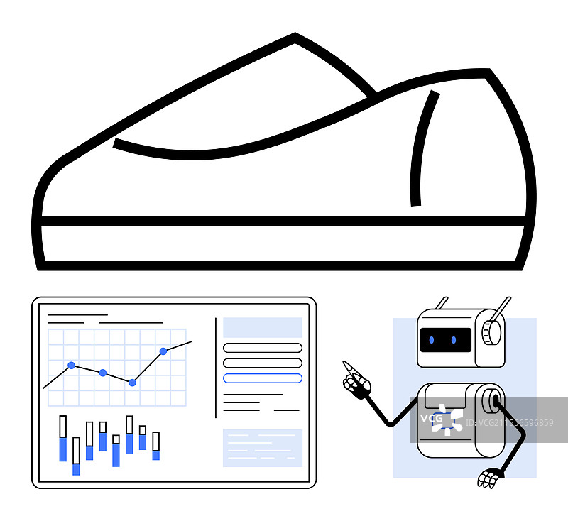 未来派运动鞋数据分析屏幕和图片素材