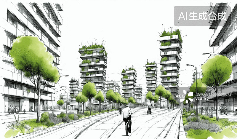 【AI数字艺术】未来都市绿景图片素材