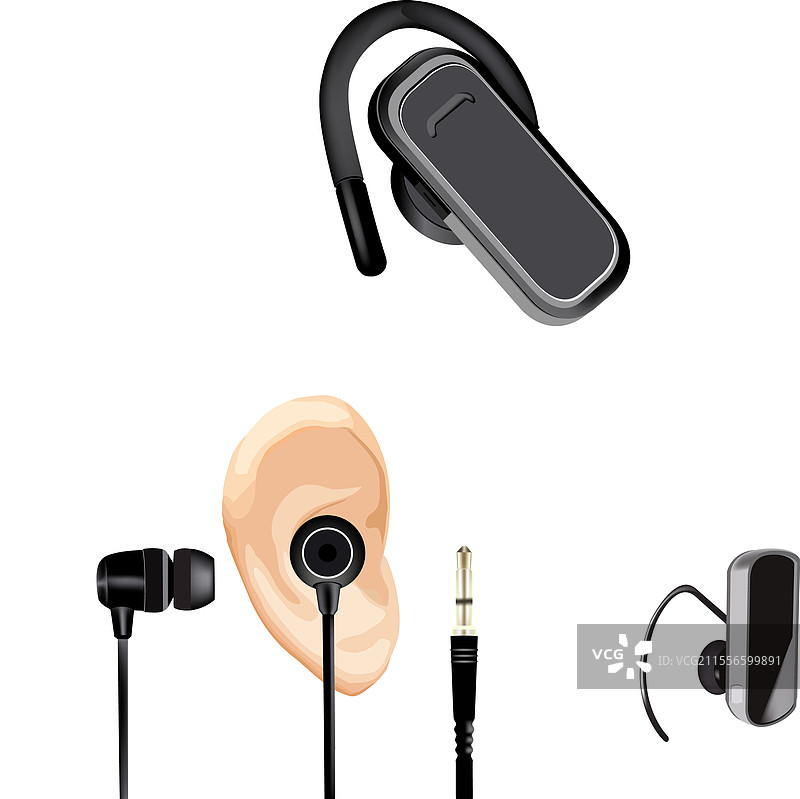各种耳机和耳塞展示音频效果图片素材