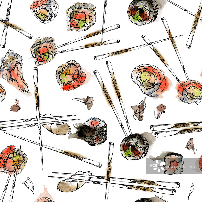 加州卷和费城卷的日本寿司图片素材