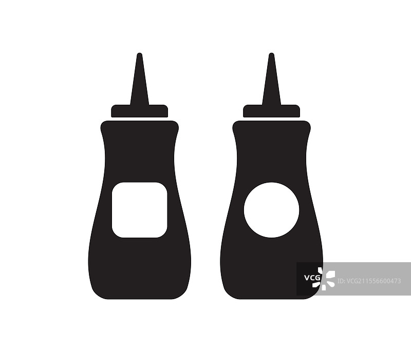 番茄酱、芥末或美乃滋瓶形图标图片素材