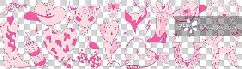 牛仔女孩粉色套装时尚可爱元素图片素材