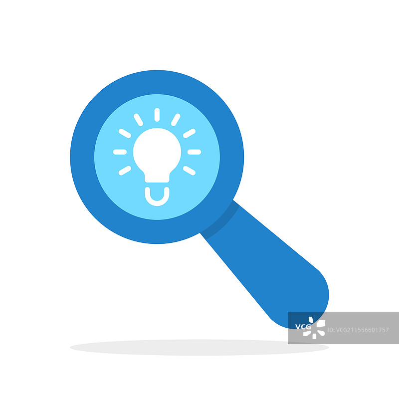 卡通蓝色抽象放大镜与灯泡图片素材