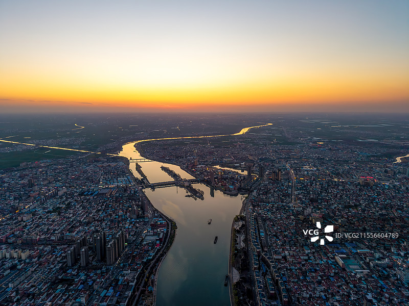 高视角航拍中国河南省周口市沈丘县全景沙河风光图片素材