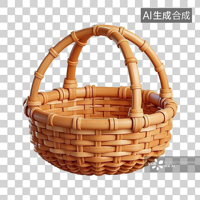 【AI数字艺术】3d卡通一个竹篮子图片素材