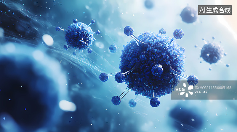 【AI数字艺术】微观世界里的神秘病毒形态图片素材