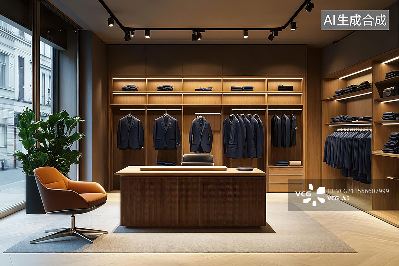【AI数字艺术】现代男装店的优雅格调图片素材