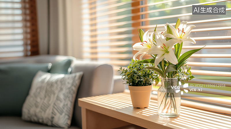 【AI数字艺术】阳光下的白百合图片素材