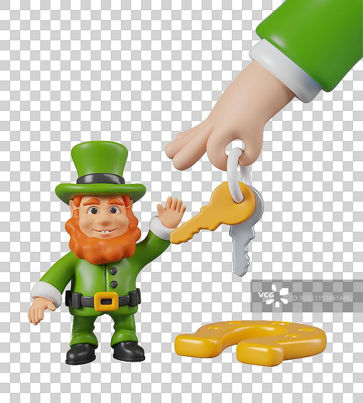 巨大的手伸出钥匙给小精灵图片素材