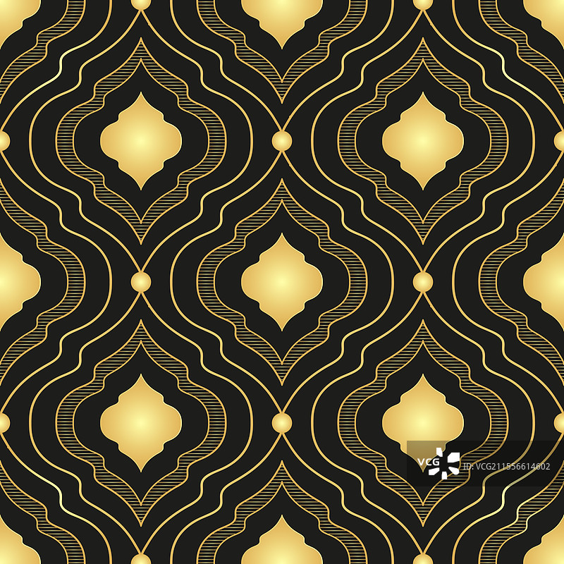 无缝几何图案与金色渐变图片素材