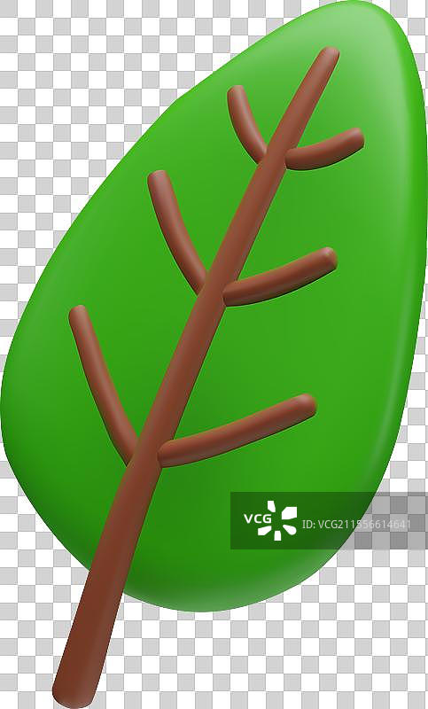 生动的绿色叶子3D图标图片素材
