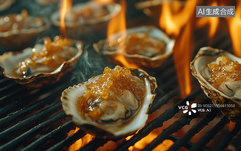 【AI数字艺术】生蚝烧烤图图片素材