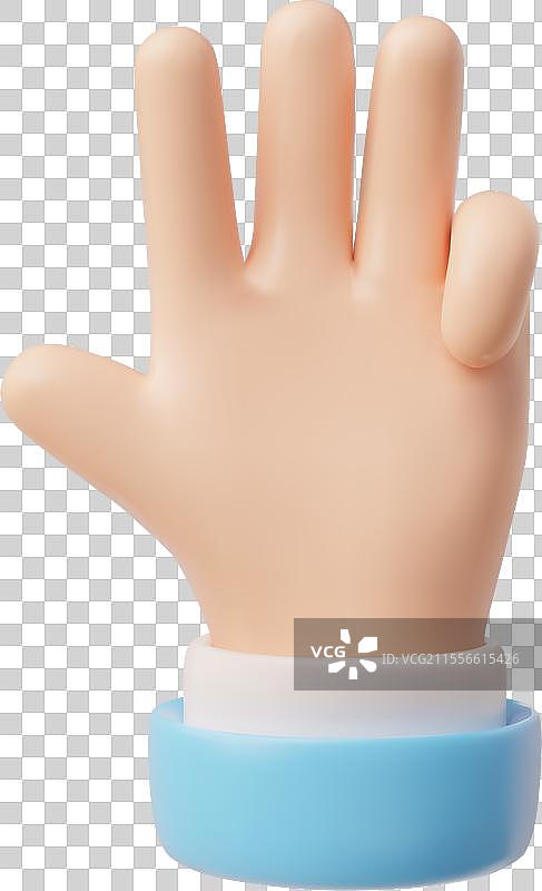 数字四手势 3D图片素材