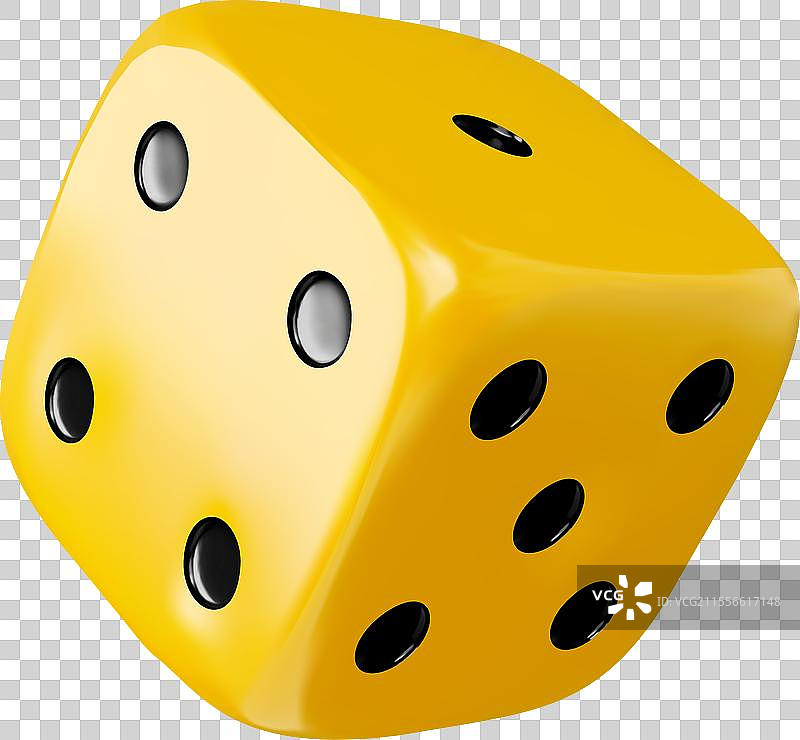 一个黄色骰子的3D图像图片素材