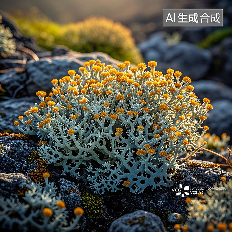 【AI数字艺术】地衣岩石表面生长图片素材