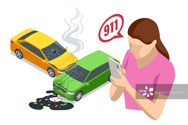 汽车碰撞的等距视图图片素材