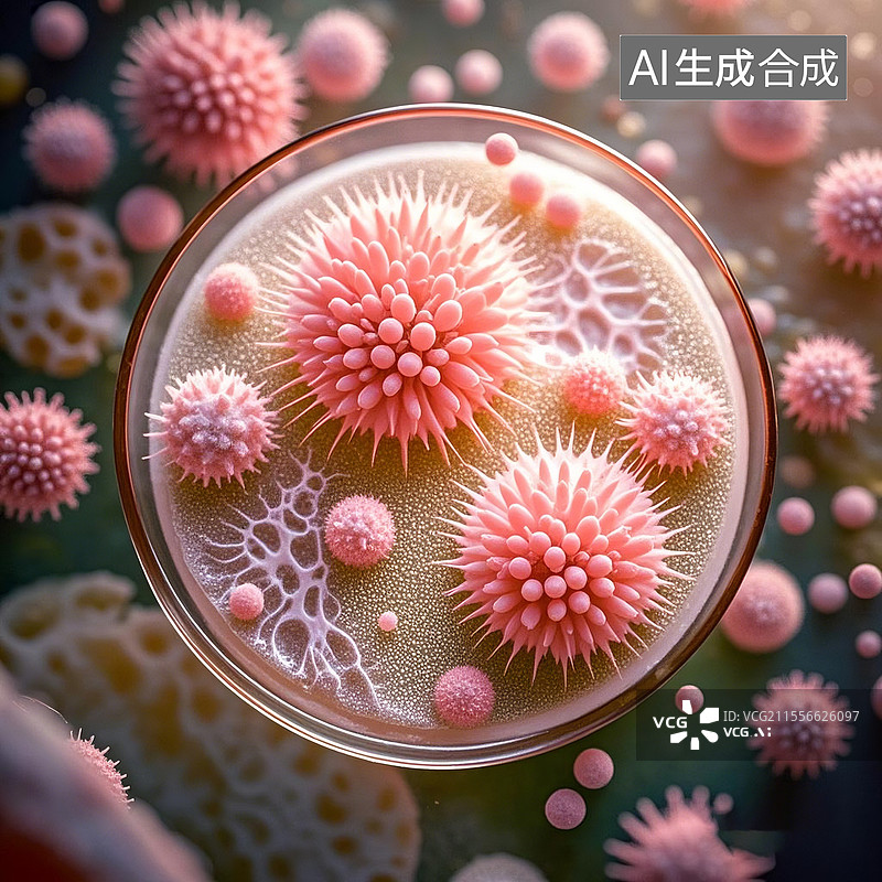 【AI数字艺术】细菌显微摄影微观纹理图片素材