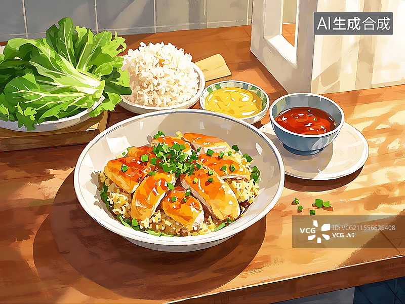 【AI数字艺术】海南鸡饭图片素材