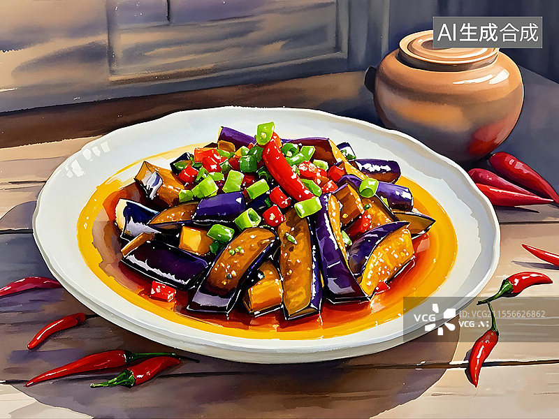 【AI数字艺术】红烧茄子图片素材