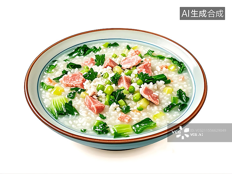 【AI数字艺术】芥菜瘦肉粥图片素材