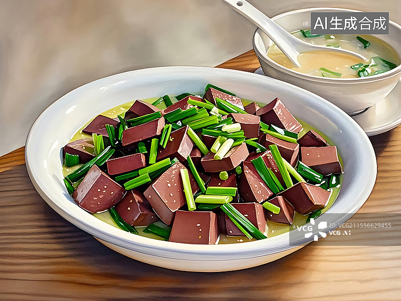 【AI数字艺术】韭菜鸭血图片素材