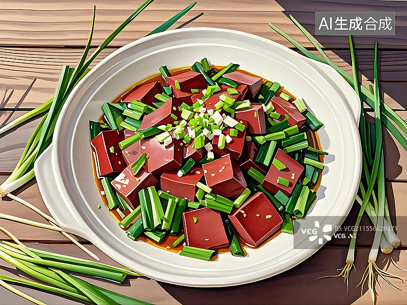 【AI数字艺术】韭菜鸭血图片素材