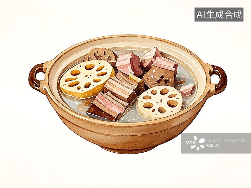 【AI数字艺术】莲藕排骨汤图片素材