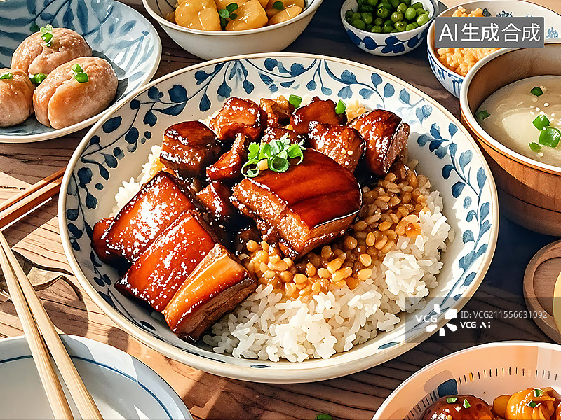 【AI数字艺术】卤肉饭图片素材