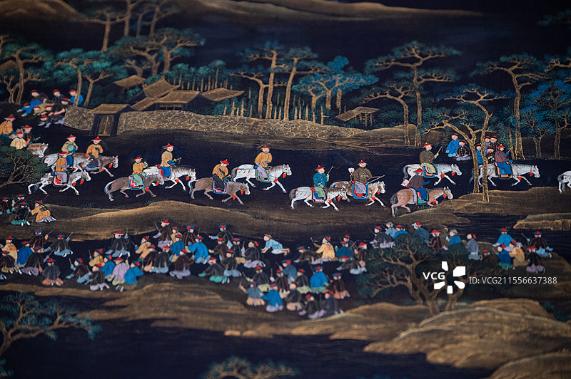 天津博物馆 世情万象 明清画境中的众生百态 清 无款 万笏朝天图卷 绢本设色图片素材