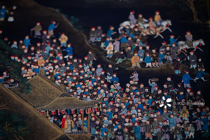 天津博物馆 世情万象 明清画境中的众生百态 清 无款 万笏朝天图卷 绢本设色图片素材